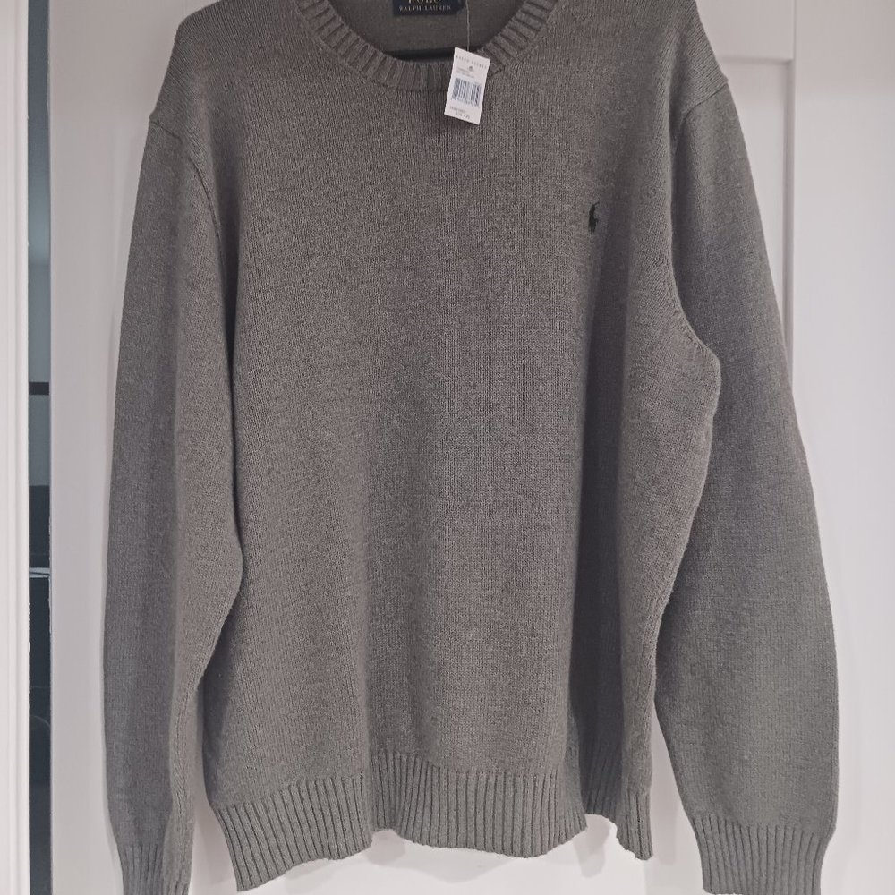 Polo Ralph Lauren Fawn Grey Sweater 2xl New! - Picture 1 of 4